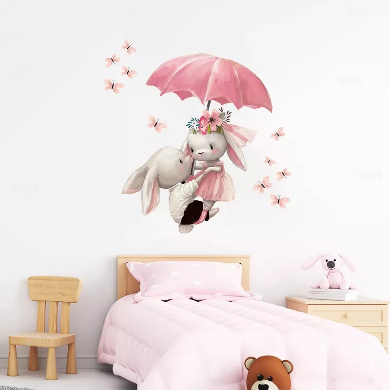 style cartoon bear Bunny Wall Stickers for Bbay Nursery Room Decoration Wall Decals for Kids Room Decor PVC Matte