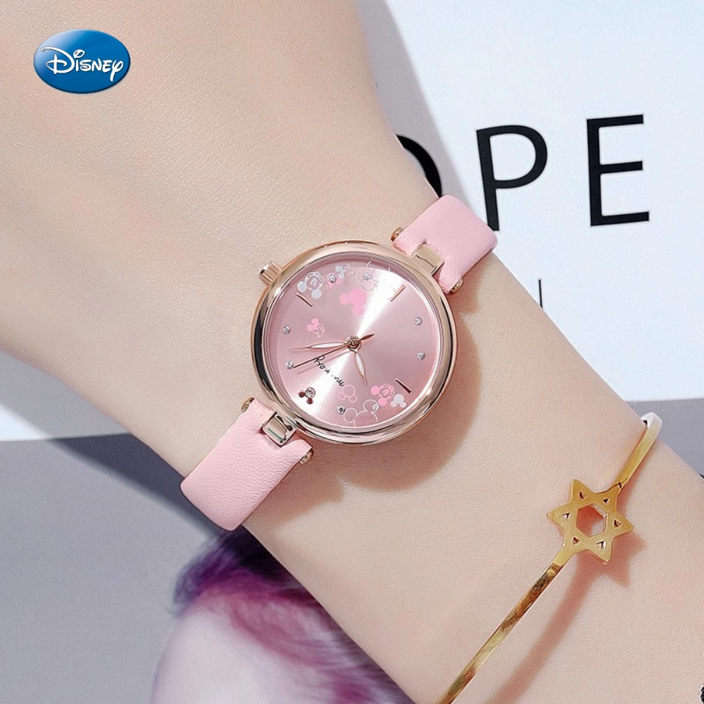 Disney Fashion Trend Quartz Watch Cute Pink Student Belt Rhinestone Children's Women's Clock Relogio Masculino enlarge