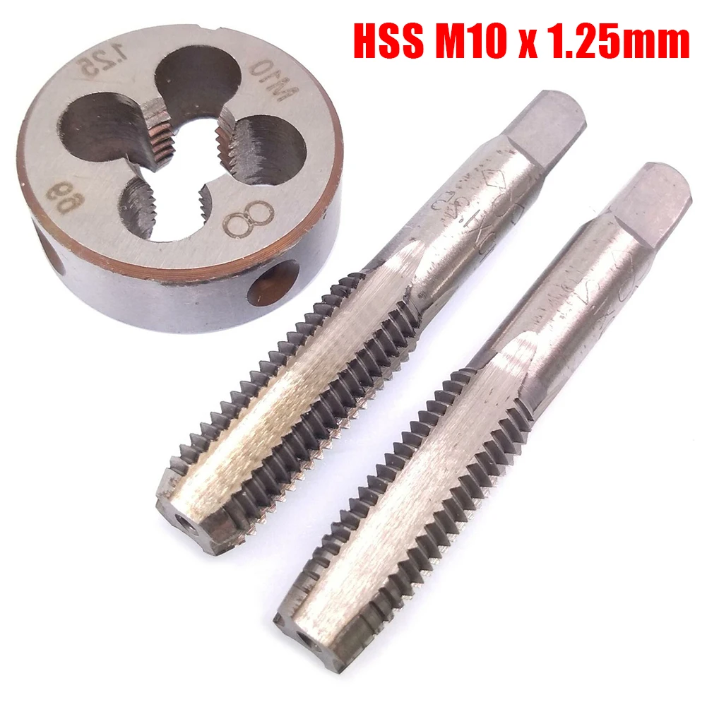 3Pcs/Set Metric Right Hand Tap And Die Set M10 X 1.25mm HSS Screw Thread Plugs Straight Taper Reamer Tools