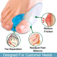 2 pcs transparent blue thumb corrector separator soft silicone gel toe separator thumb corrector foot spacers care tool