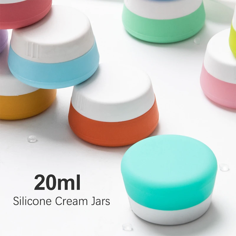 

20ml Silicone Cream Jars Refillable Empty Pots Face Cream Bottles Portable Dispenser Leak Proof Travel Containers for Toiletries