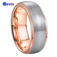 6mm 8mm rose gold tungsten wedding band men women engagement couple ring domed brushed finish comfort fit