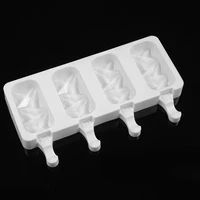 4 cell silicone ice cream mold diamond ice popsicle molds rhombus dessert candle mould cake chocolate soap tools pallet molds