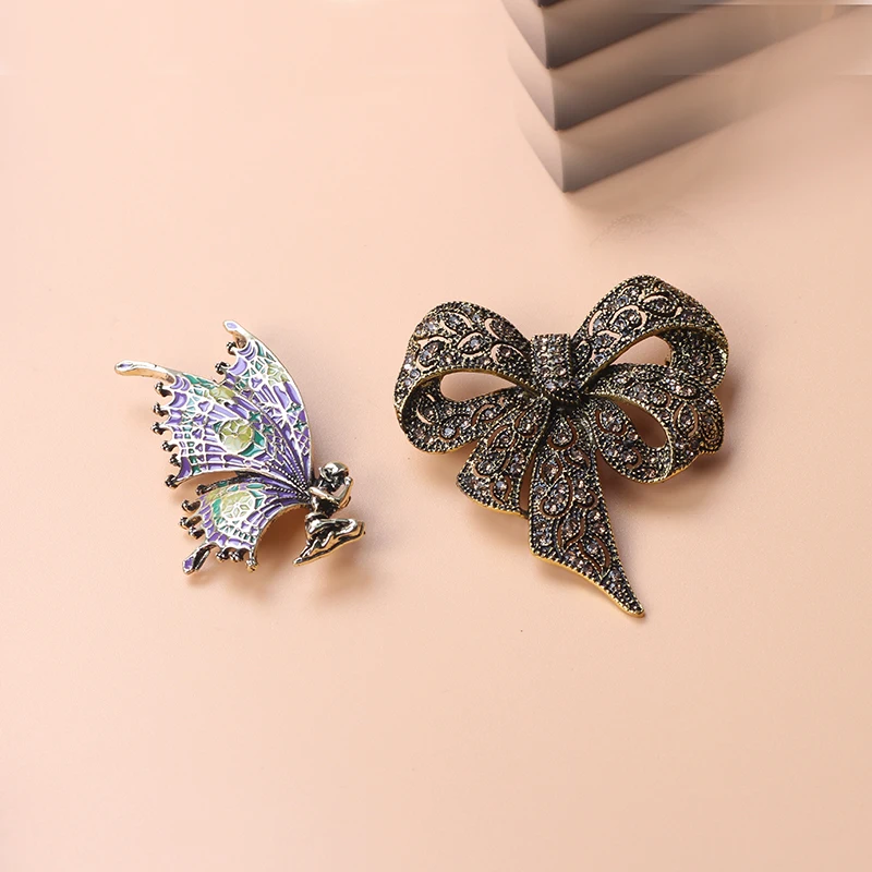 

Ladies Vintage Rhinestone Bow Brooch Big Bow Brooch Butterfly Pin Vintage Fashion Jewelry Winter Accessories