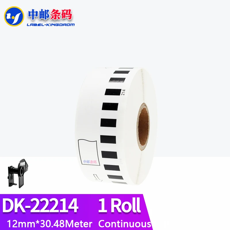 

1Roll Brother Compatible DK-22214 Label 12mm*30.48Meter Continuous for Thermal Printer QL-700/QL-800 White Paper DK2214