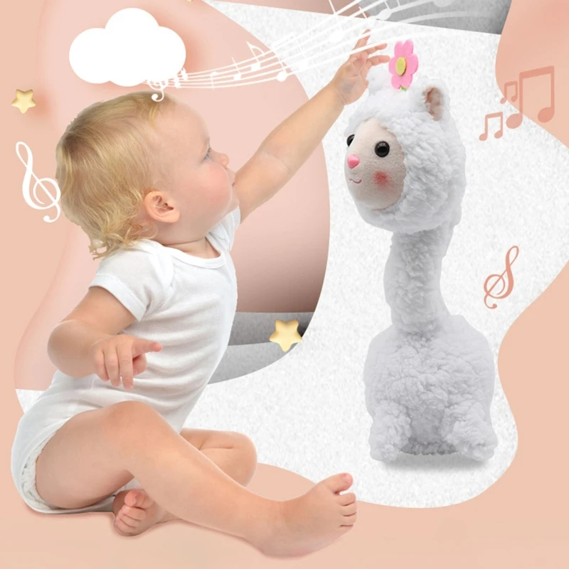 

Cute Smiling with Music Alpaca Stuffed Doll Walking Dancing Toys Soft Hand Held Recording Best Gifts for kids /Girls