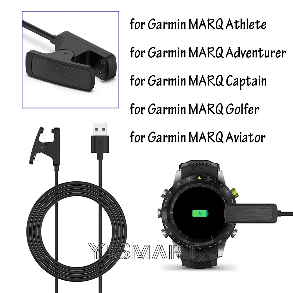 

USB-зажим для зарядного кабеля для Garmin MARQ Aviator Captain Adventurer Athlete Golfer Watch Адаптер зарядного устройства