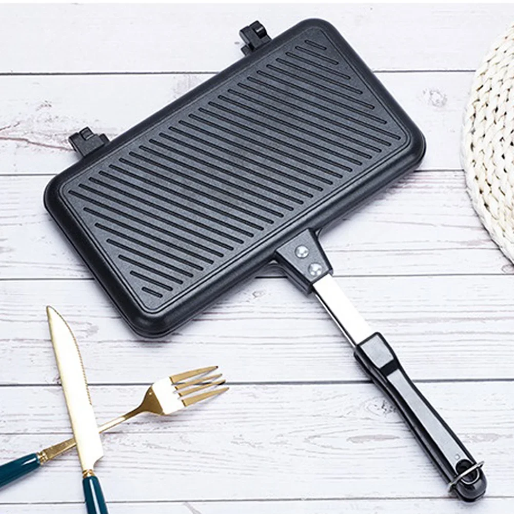 Литая сковорода для стейка с крышкой Сковорода гриля деревянными ручками