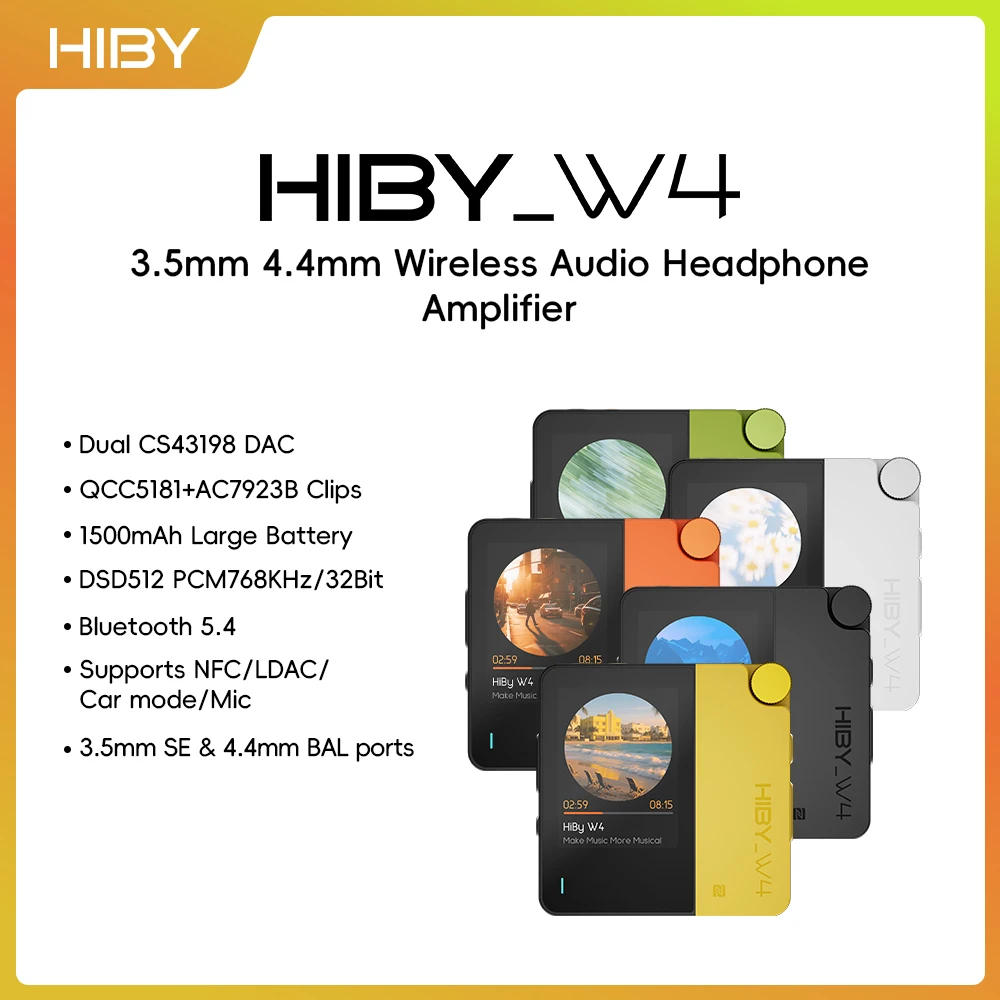 Фото HiBy W4 3.5 мм 4.4 мм Беспроводной аудиоусилитель для наушников HiFi Bluetooth 5.4 NFC CarPlay UAT LDAC aptX HD aptX-LL 1500 мАч MagSafe №1