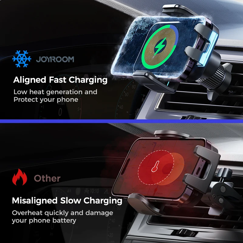 JOYROOM Wireless Car Charger Mount Fast Charging Car Phone Holder Charger for Car Compatible with iPhone 14 13 12 Pro Max