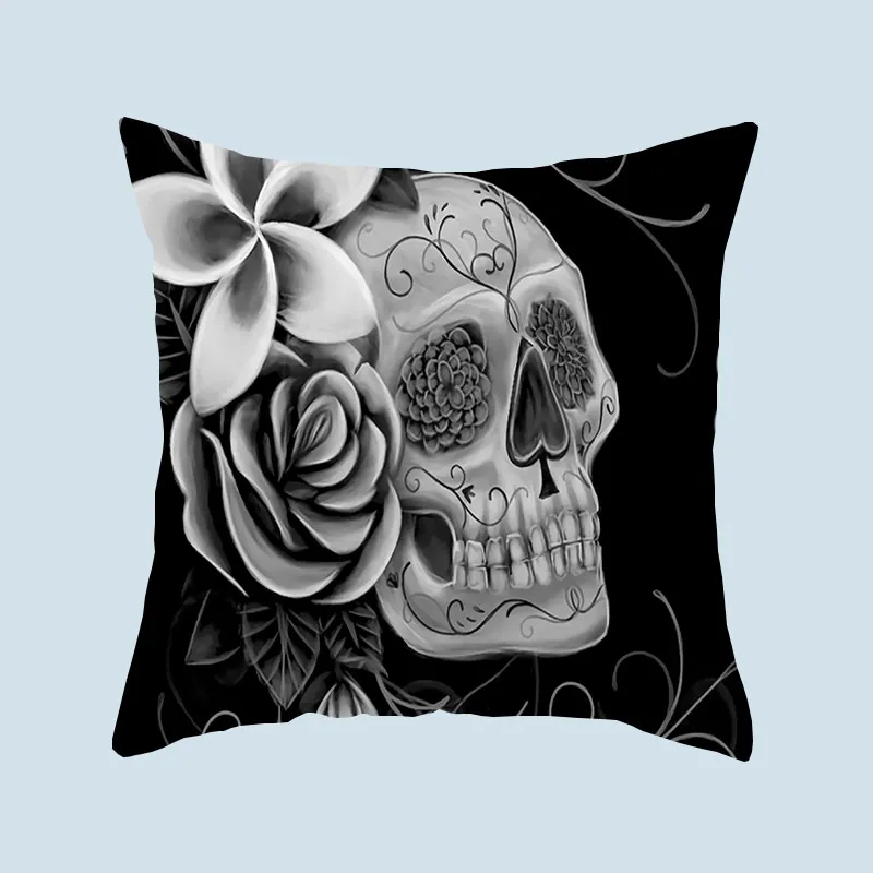 Индивидуальная квадратная подушка с принтом черепа из полиэстера наволочка для
