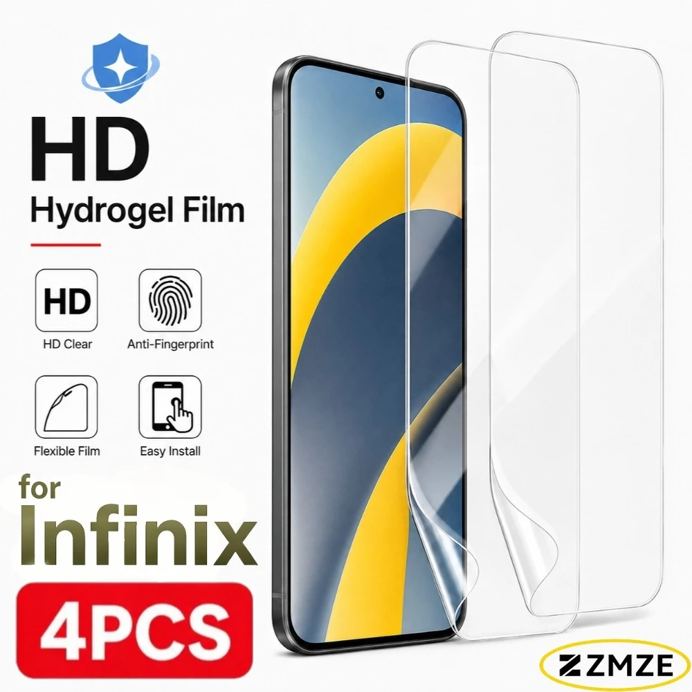 Фото Прозрачная пленка из ТПУ, 4 шт., для Infinix Hot 60 40 Pro 50i 40i 30i 50 60i 4G 50 Pro 4G 30 20 Play NFC 20 5G 20i 20S, ультратонкая, легко наносится №1
