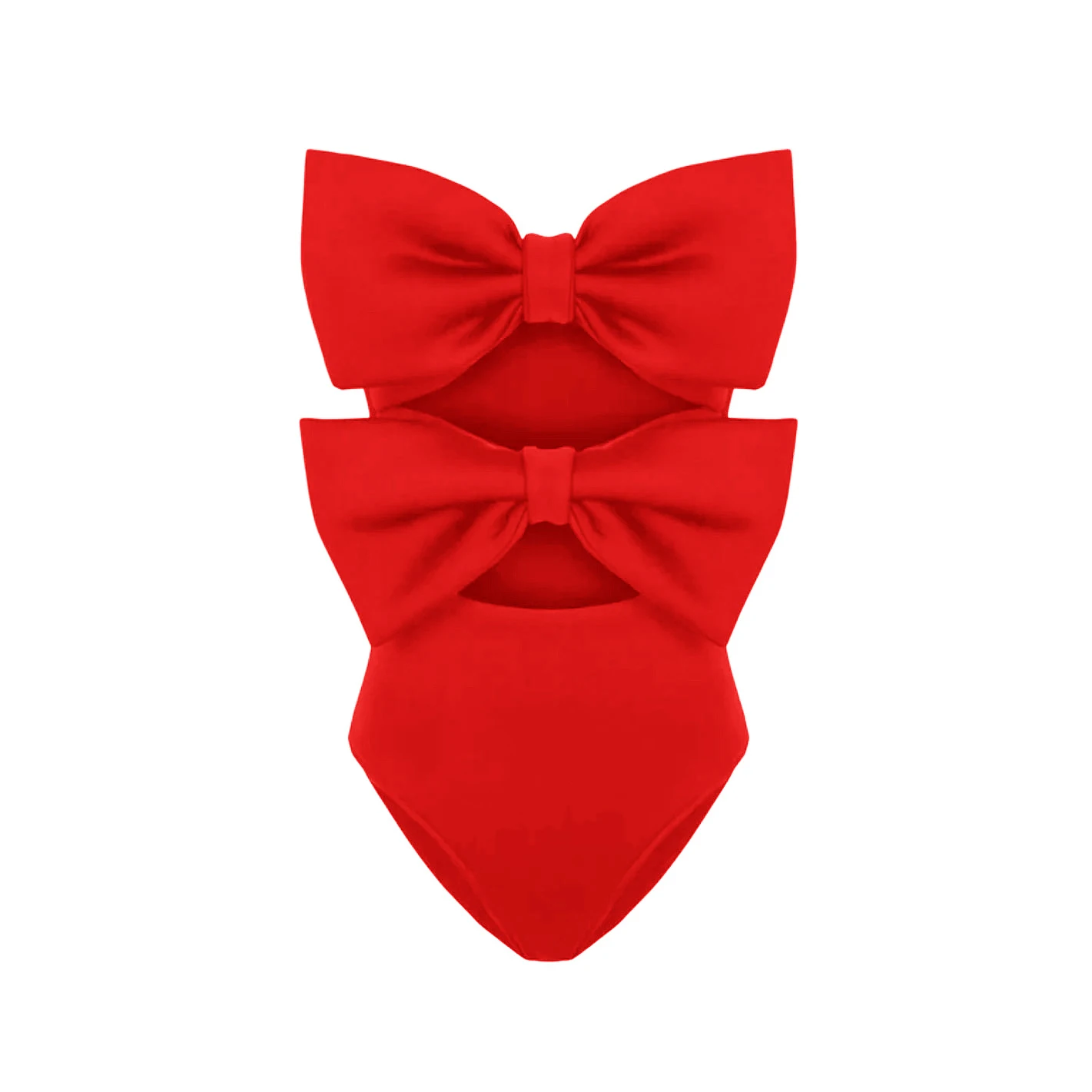 Слитный купальник FLAXMAKER с красным бантом и вырезом саронг летний женская пляжная