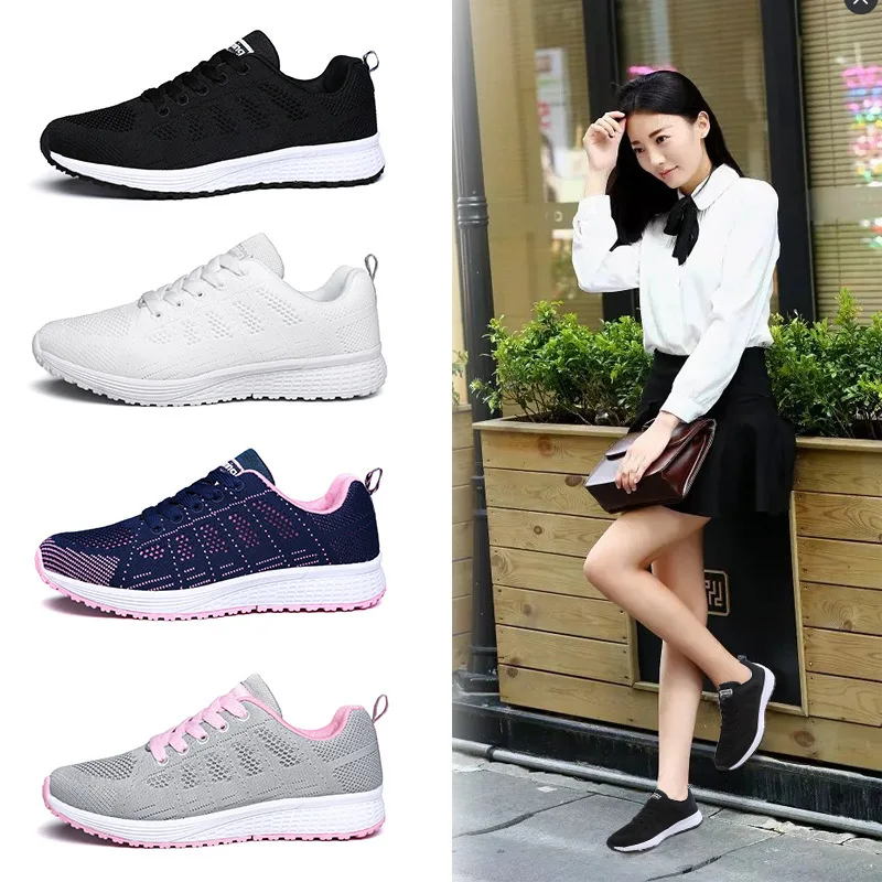 Fashion Breathable Walking Mesh Flat Cycling Shoes Women Casual Shoes Woman White Sneakers Women 2022 Tenis Feminino Female Shoe