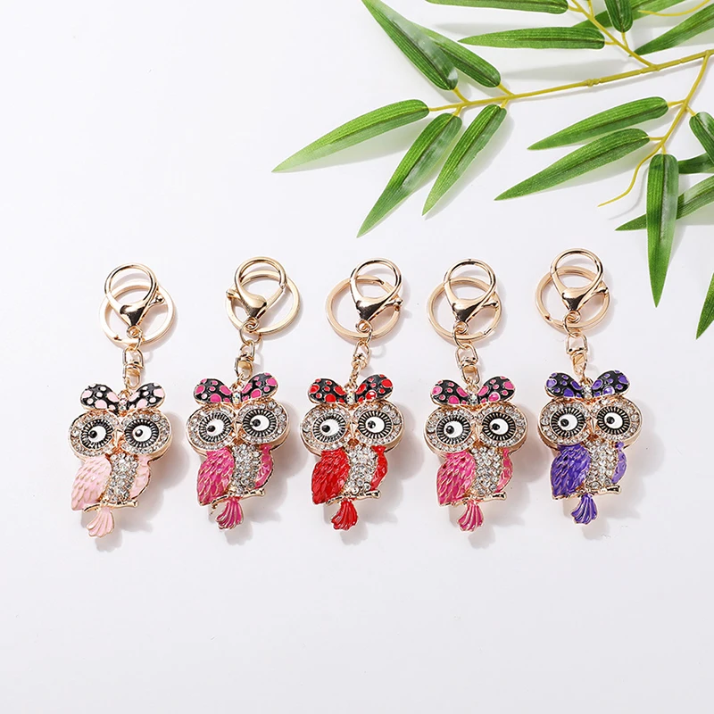 

Owl Series Alloy Keychain Diamond Embedded Cartoon Metal Keychain Pendant Decoration Car Bag Key Chains Pendant Gift Ornament