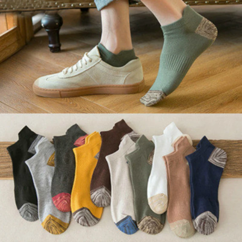 

4 Pairs Men Ankle Fashion Fun Street Socks High Quality Breathable Mesh Short Low Top Trend Casual Bright Color Sock