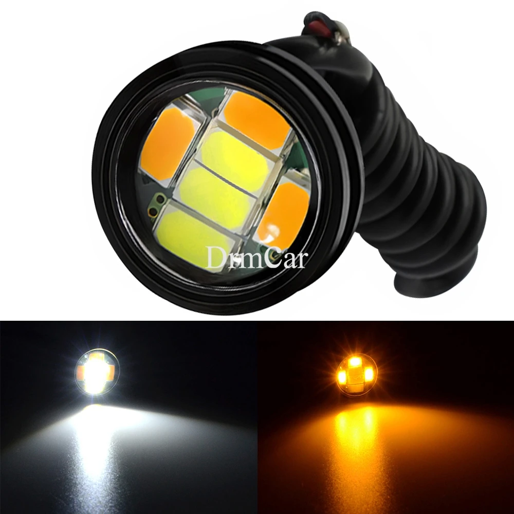 

1 шт. 23 мм Eagle Eye DRL 6smd белый желтый DayTime ходовые огни DayLight лампа резервная парковка указатель поворота автомобиля мотоцикл светодиодный