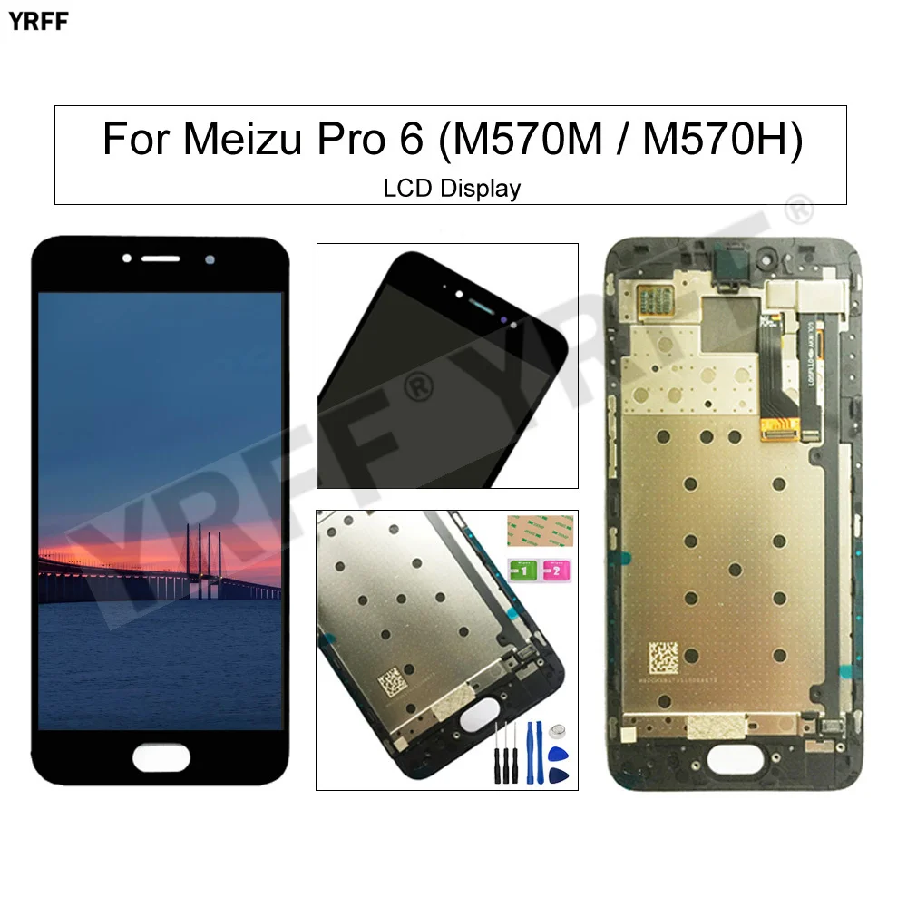 

ЖК-дисплей с рамкой для Meizu Pro 6 M570M M570H, ЖК-дисплей, стеклянная панель, датчик для ремонта телефонов, бесплатная доставка