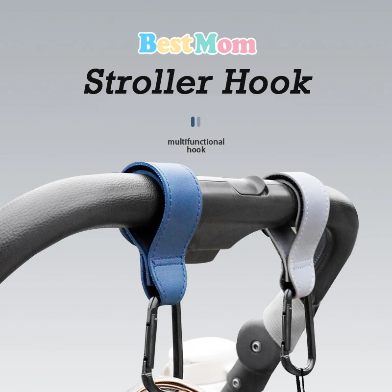 

1/2pcs PU Leather Baby Bag Stroller Hook Pram Rotate 360 Degree Rotatable Cart Organizer Pram Hook Stroller Accessories