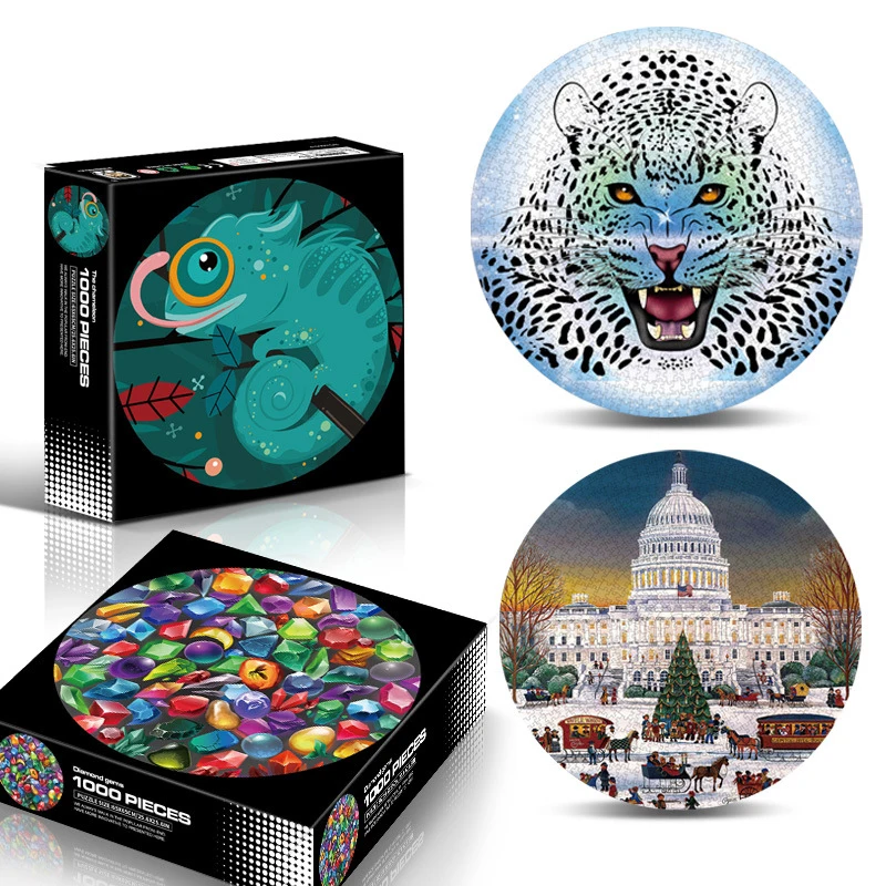

Adult Round Puzzle 1000 Pieces Large Size Challenge Gift Fidget Toy Teen Brain Game Home Decoration Paper Jigsaw DIY Wholesale