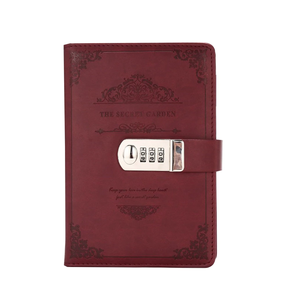 

New PU Leather High-Grade Retro Vintage Notebook Password Book Planner Office Lady Privacy Protection Stationery