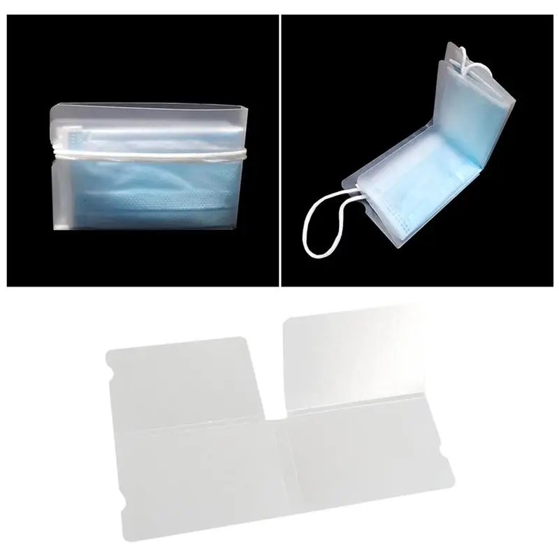 

10Pcs Portable Mask Storage Case Mask Clip Plastic Dustproof Holder Temporary Folder (Transparent)