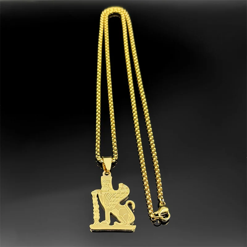 Египетское оригинальное ожерелье мужское колье из нержавеющей стали золотого