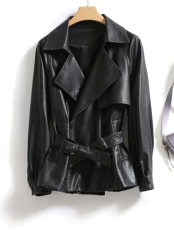 Genuine New Winter Leather Autumn Jacket Women 2023 Real Short Sheepskin Coat Female Black Fashion Leather Coats Jackets Belted
