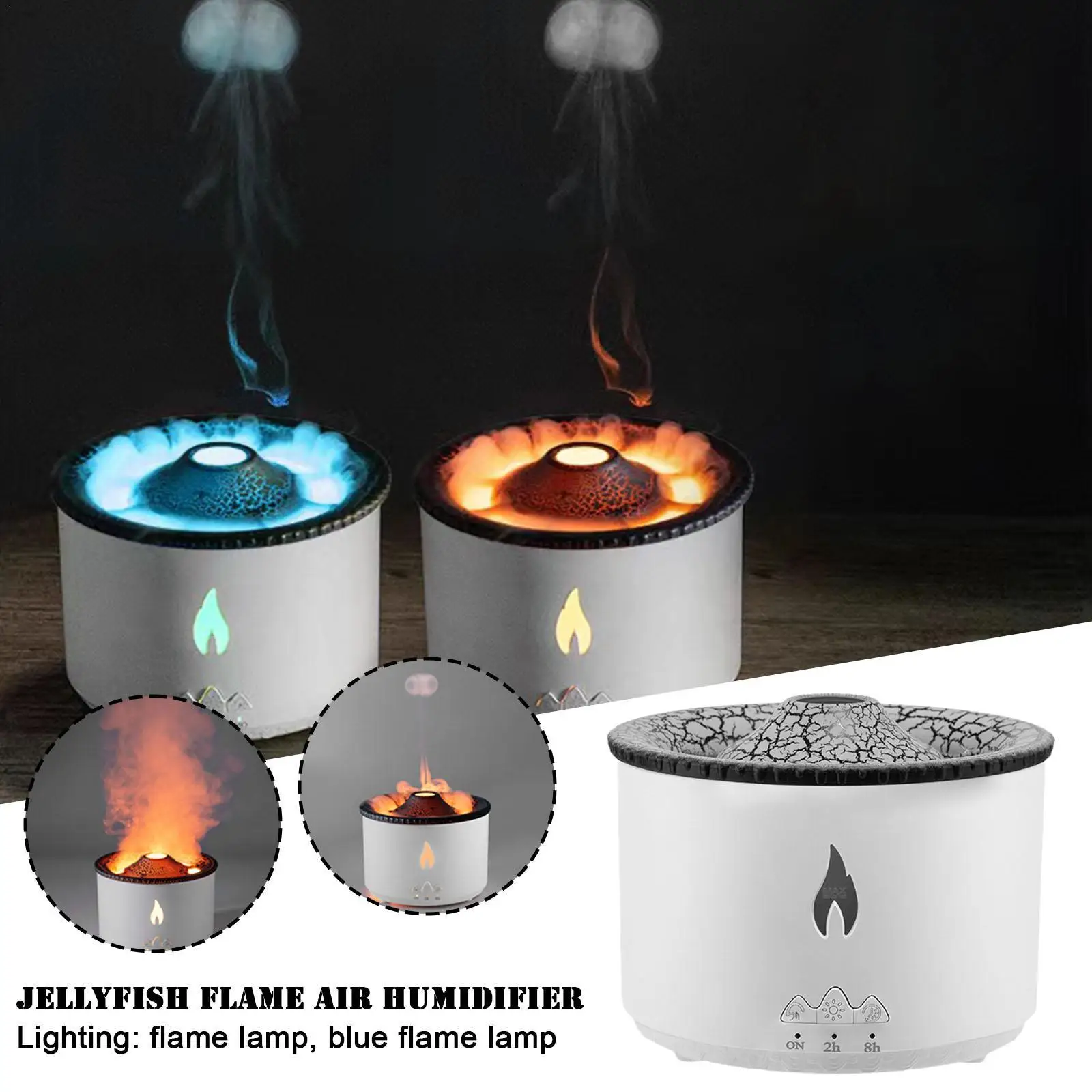 

Volcanic Flame Aroma Diffuser Essential Oil USB Portable Air Humidifier With Smoke Ring Night Light Lamp Fragrance