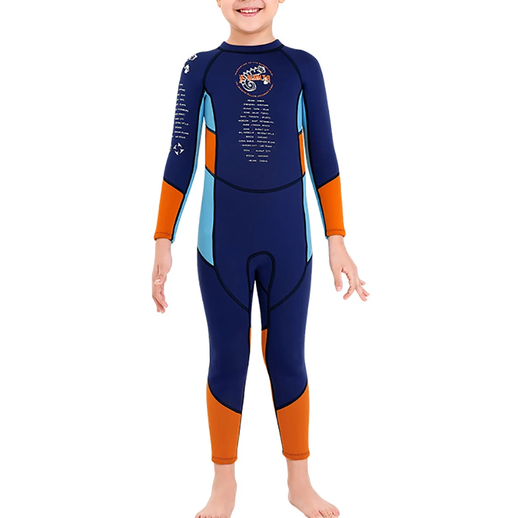 

DIVE SAIL Children Diving Suit Round Neck Warm Keeping Colorful Watersport Swimming Snorkelling Wetsuit Dark Blue XL