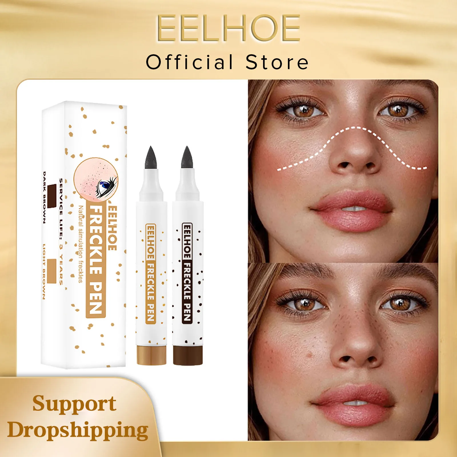

EELHOE Fake Freckle Pen Makeup Tool Lifelike Natural Easy To Color Waterproof LongLasting Face Concealer Embellishment For Women