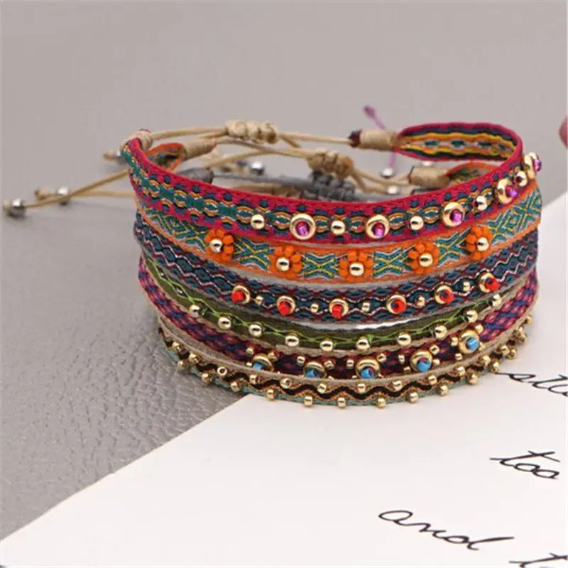 

Fabric Bracelet For Women Handmade Beads Braided Rope Cloth Bracelets Jewelry 2022Friendship Gift Jewellery