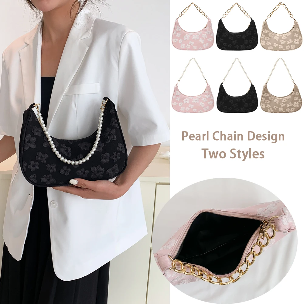 

White Flowers Canvas Bag Women Vintage Shoulder Bags Jacquard Lady Shopping Bag Cotton Cloth Fabric Handbags Tote Bag Makeup Bag