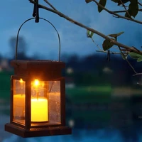 3pcsset atmosphere solar lantern candle light hanging auto on off landscape with hook retro home decor outdoor waterproof lawn
