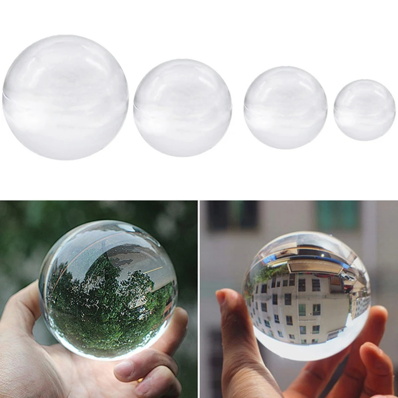 

HOT Transparent Color Glass Crystal Ball Healing Sphere Photography Props Ball Decor