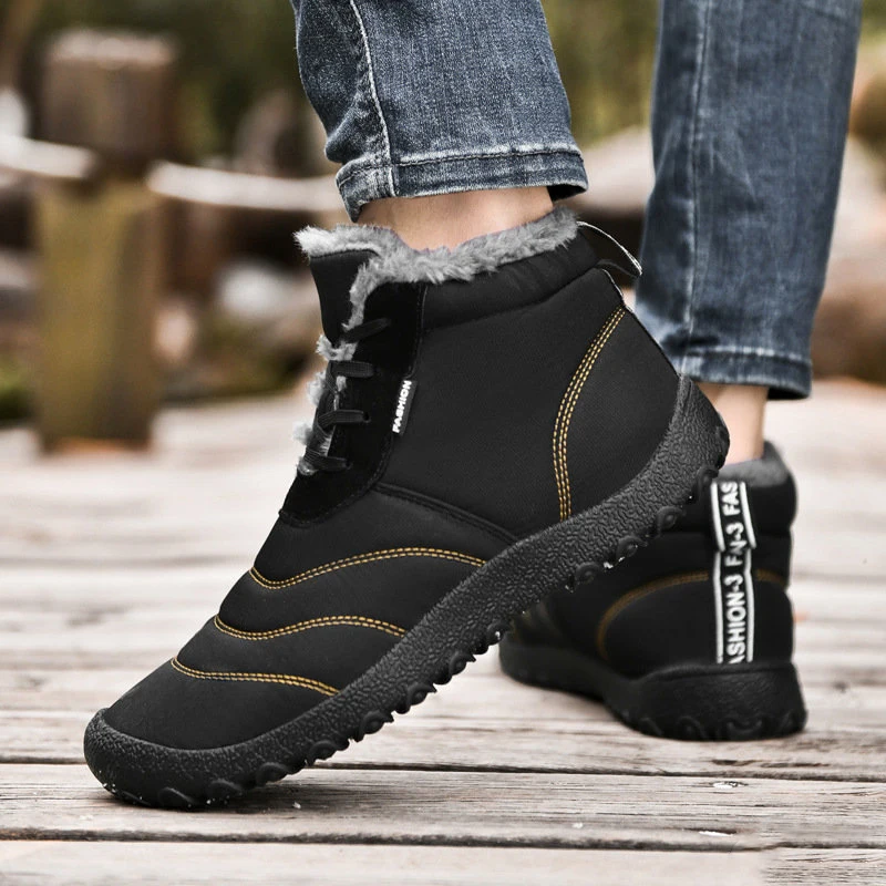 

2022 Winter Waterproof Men Snow Casual Shoes Plush Outdoor Men's Sneakers Warm Fur Men Ankle Shoes Male Snow Boots Big Size