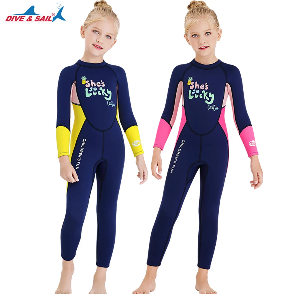 

DIVE SAIL Neoprene Children Diving Suit Portable Round Neck Elastic Warm Keeping Waterproof Wetsuit Clothes Yellow S