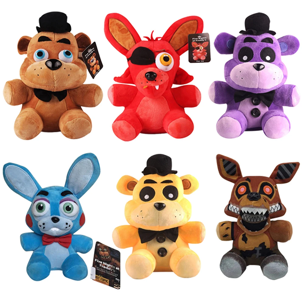 18см Мягкие игрушки FNAF Freddy Fazbear Bear Foxy Rabbit Bonnie Chica Peluche Juguetes 5 Ночей в Плюшевом Варианте Подарки.