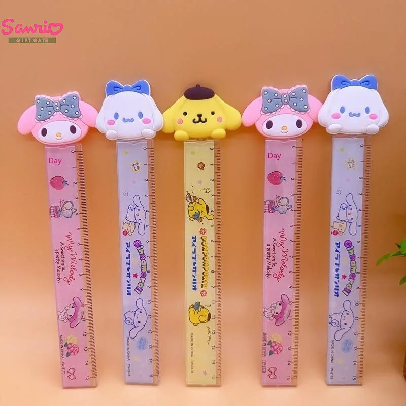 

54pcs Sanrio Melody Cartoon Silicone Modeling Ruler Cute High Value Student Measuring Fun 15cm Kawaii School Stationery Supplies