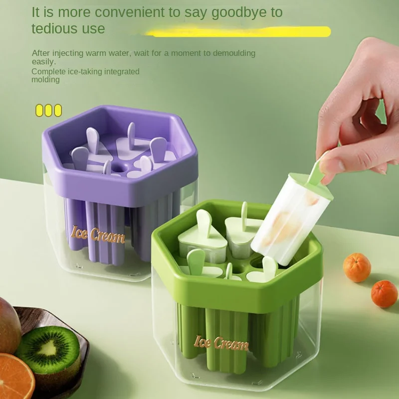 

6 Grids Household Make Popsicle Mold DIY Homemade Yogurt Ice Cream Box Large Capacity Separated Ice Storage Bucket Easy To Clean