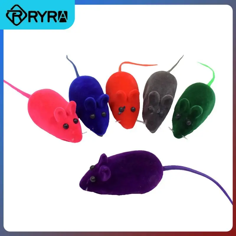 

5PCS New Flocking Mouse Funny Cat Toys Sound Plush Rubber Vinyl Mouse Cat Interactive Realistic Sound Toys Home Cat Accessories