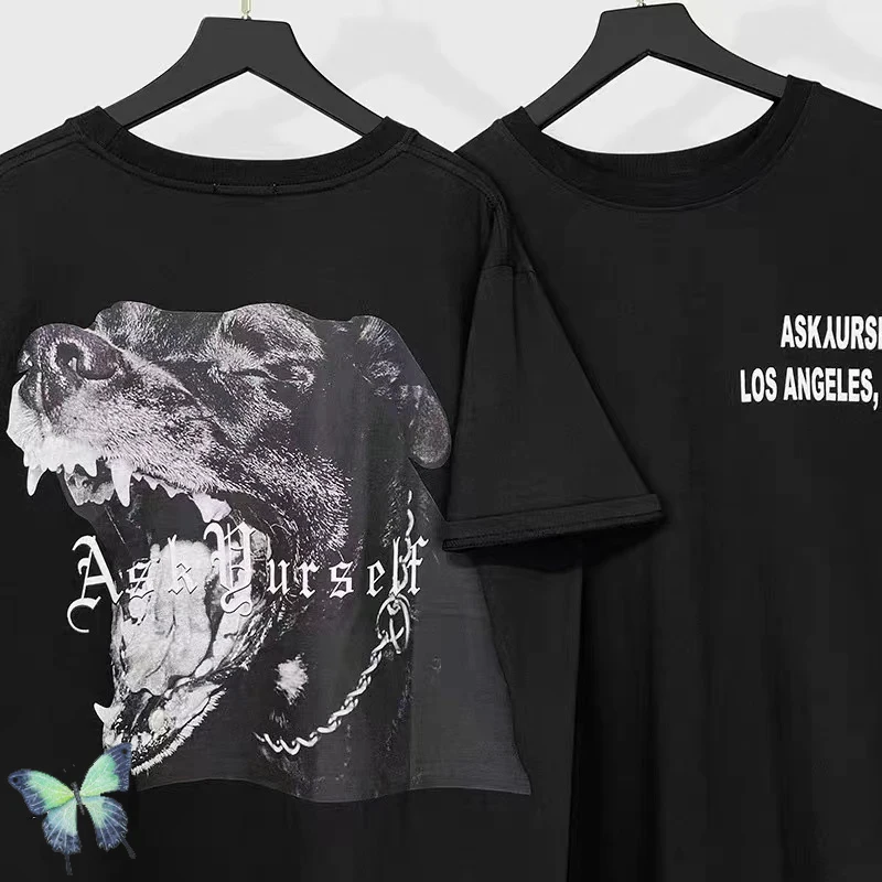 

Askyurself Dog Head Print Loose Retro Los Angeles Limited ASK T-shirt