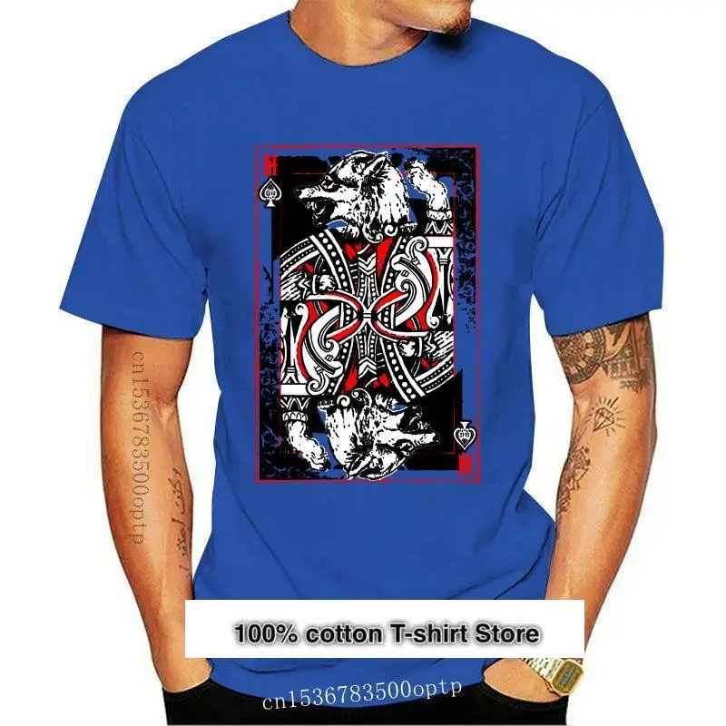 

Camiseta con estampado de cartas para hombre, camisa con estampado de lobo de los dioses perdidos, nueva