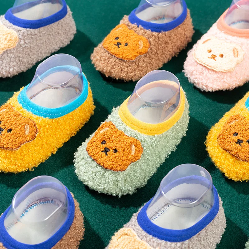 

Cute Bear Baby Floor Socks Winter Floor Infant Walking Shoes Toddler Plush Socks Boys Girl Soft Anti-slip Indoor Kids Warm Shoes