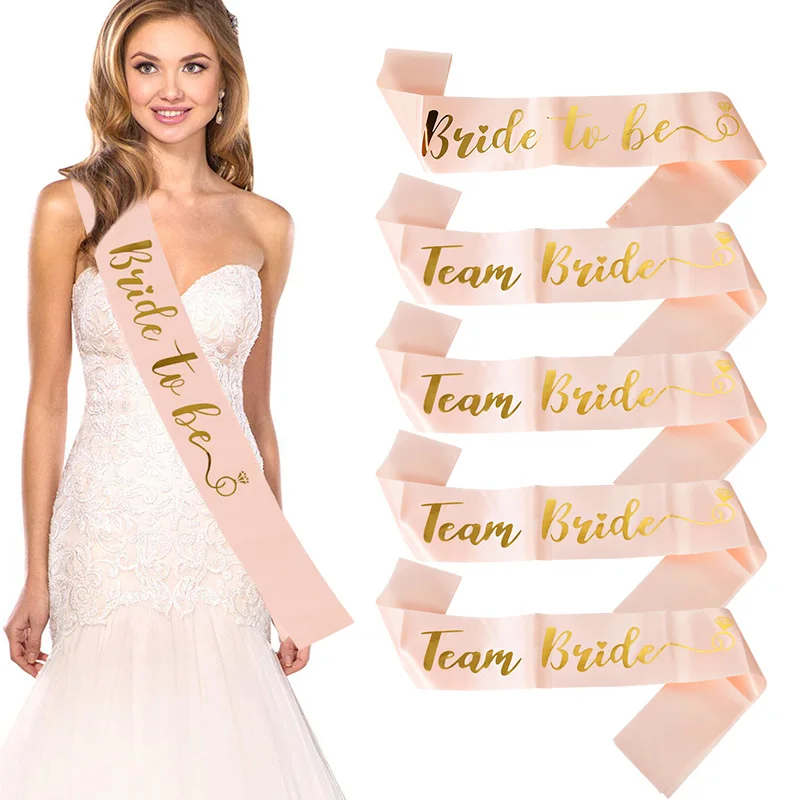 

1/3Pc Pink White Team Bride To Be Sash Stain Bridal Shower Girls Shoulder Strap Etiquette Belt Bachelorette Hen Party Decoration