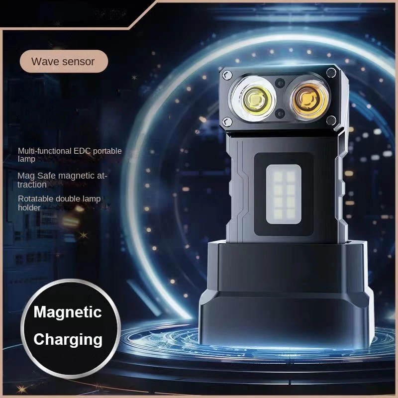 Портативный светодиодный налобный фонарь Индукционная лампа с зажимом для