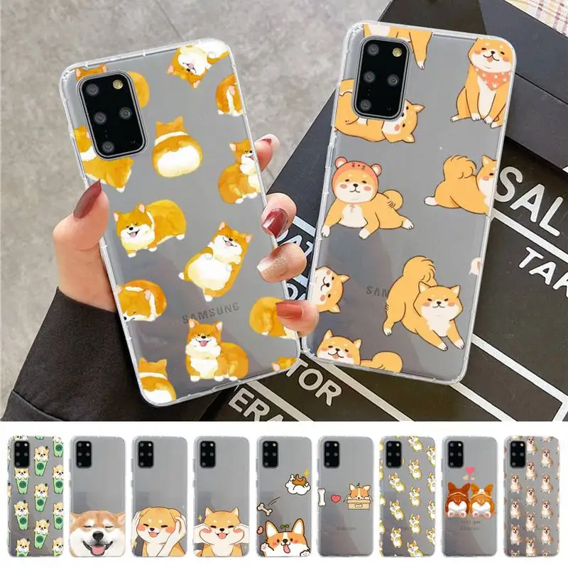 

Cute Cartoon Corgi Dog Phone Case for Samsung S20 S10 lite S21 plus for Redmi Note8 9pro for Huawei P20 Clear Case