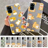 cute cartoon corgi dog phone case for samsung s20 s10 lite s21 plus for redmi note8 9pro for huawei p20 clear case