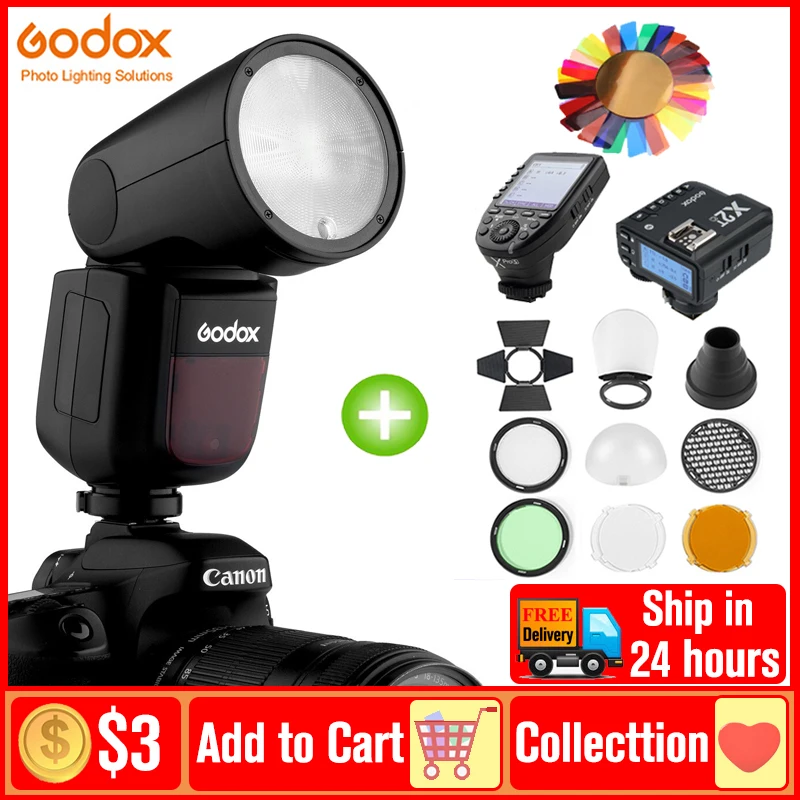 Godox V1 Flash V1C V1N V1S V1F V1O TTL HSS Round Head Speedlight Camera Speedlite for Canon Nikon Sony Fujifilm Olympus Pentax