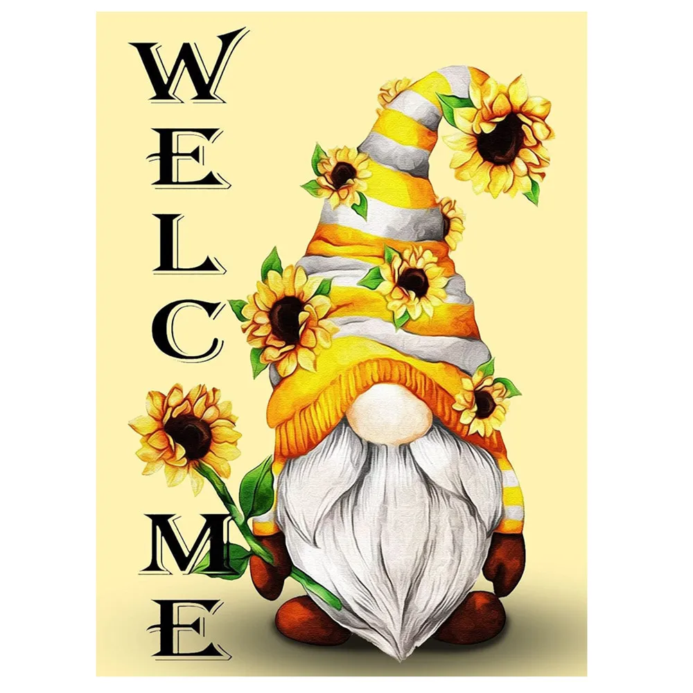 

Набор для алмазной мозаики Gnome с надписью «Добро пожаловать», мультяшная картина из страз, вышивка крестиком, домашний декор для стен, подар...